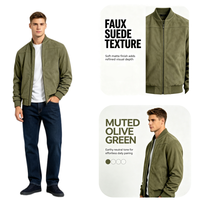 Blouson Bomber Homme Bleu Foncé Effet Daim Col Baseball Zippé Coupe Ajustée Décontractée Urbaine Vêtement d'extérieur