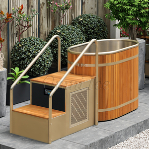 Omni Sang Trọng Màu Đỏ Tuyết Tùng Bằng Gỗ Đá Bồn Tắm Hiện Đại Lạnh Plunge Máy Làm Lạnh Ozone Khử Trùng Lọc Đôi Cho Sau Tập Luyện - Product Image 1