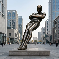 Sculpture en bronze personnalisée, grande statue abstraite moderne de figure humaine, art métallique poli pour galerie, hall d'hôtel, villa, décoration de jardin