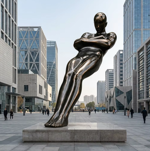 Sculpture en bronze personnalisée, grande statue abstraite moderne de figure humaine, art métallique poli pour galerie, hall d'hôtel, villa, décoration de jardin - Product Image 5