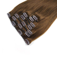 Extensions à clips en cheveux humains vierges Remy européens doublement étirés de haute qualité, pointes épaisses, couleurs personnalisées OEM