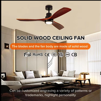 Ventilateur de plafond traditionnel en gros avec éclairage, pales en fer de 52 pouces, 3 pales, 6 vitesses, moteur DC LED, télécommande, intensité variable, pour salon