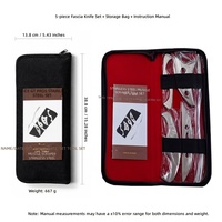 Kit de 5 gratte-muscles en acier inoxydable IASTM pour massage des fascias avec sac à fermeture éclair Gua Sha