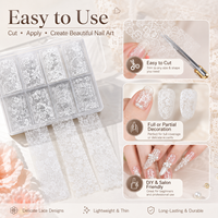 Nouveaux autocollants de transfert 2D pour nail art, motifs floraux en dentelle rouge vin, noir et blanc, peints à la main, pour la beauté des ongles et le vernis gel DIY