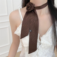 Écharpe en ruban froissé de haute qualité, motif uni, 190 cm, longue, pour femme, bandeau, attache-cheveux, foulard, accessoire de sac