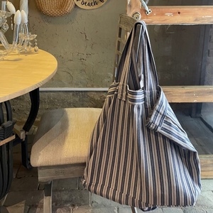 Sac fourre-tout décontracté en toile de coton de 22 pouces pour femmes, sacs à main de grande capacité au design rayé écologique pour la plage ou le shopping - Product Image 6