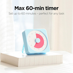 Minuteur Pomodoro et d'étude carré en plastique écologique de 60 minutes pour enfants avec lumière visuelle et design magnétique pour cuisine, piles AAA - Product Image 2