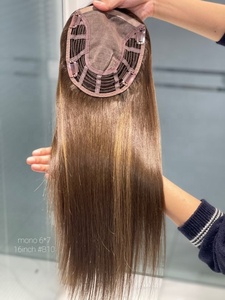 คุณภาพสูงตรงสีน้ําตาลสีดิบผม 16 นิ้ว 6x7 โมโนขนาดใหญ่ฐานมนุษย์ผม Topper สําหรับสตรี Glueless - Product Image 6