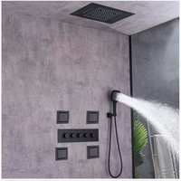 Ensemble de douche thermostatique LED pour plafond de salle de bain, avec fonction pluie, cascade et massage, système de douche multifonctionnel, vente chaude