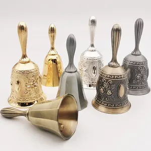 Campanilla de mano personalizada, campana de latón Vintage de Metal para cena, té, boda, fiesta, cascabeles de mano