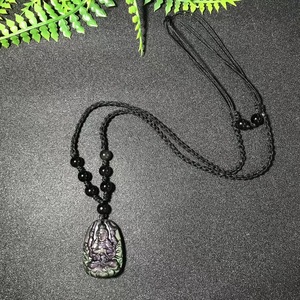 Huit Patron Saint Obsidienne Amulette Pendentif Collier DIY Naturel Noir Écologique Bouddha Amour Feng Shui Cristal Pierre Cristal - Product Image 6
