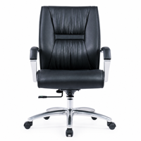 Chaise de direction en cuir PU noir avec dossier rembourré, siège capitonné, base à cinq étoiles sur roulettes pour bureau