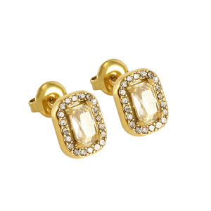 Zogxin Geometric Stud Earrings 18K Plated Square Zircon Bezel Setting For Women Party Jewelry - Product Image 5