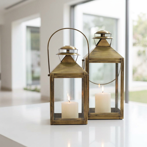 Latest <b>Brass</b> Antique Metal Candle <b>Lanterns</b> for Home and Patio Decoration Manufacturer from India - Product Image 2