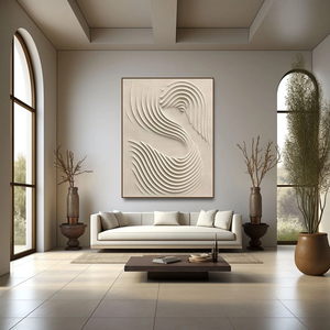 Art mural moderne neutre Wabi Sabi, grand art mural abstrait vertical aux tons terreux, <span class=keywords><strong>peinture</strong></span> sur toile pour la maison et la galerie - Product Image 5