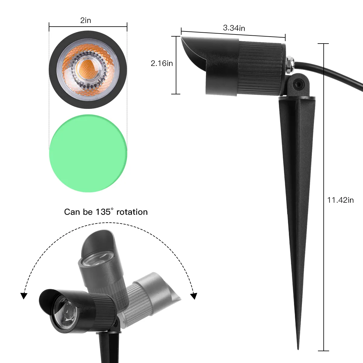 SPIKE LIGHT 5W 12V 24V LOW VOLTAGE LANDSCAPE LIGHT CUL LISTED