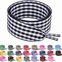 Lacets plats à carreaux de 2,5 cm (1 po) de large, multicolores en polyester, décoratifs, de remplacement pour baskets et chaussures décontractées, pour le bricolage et les loisirs créatifs sur toile