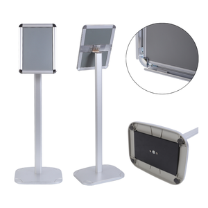 Expositor de Suelo A4 o A3 Fijo de 103 cm de Altura con Marco de Aluminio Plateado y Base de Acero para Uso en Interiores - Product Image 4