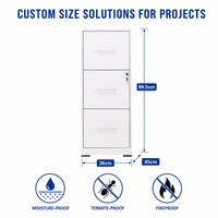 Archivador Vertical de Acero con 3 Cajones, Color Blanco, Mueble de Oficina con Cerradura, Gabinete para Archivos de Oficina