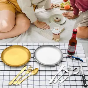 <span class=keywords><strong>Camping</strong></span> Picknick Zilverwerk Rvs Borden 10 Stuks Servies Mes Vork Lepel <span class=keywords><strong>Set</strong></span> - Product Image 5