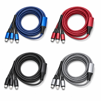 Kabel Pengisian Daya Cepat Multi USB 3-in-1 Berbahan Aluminium Alloy dengan Jalinan Kabel Universal untuk Ponsel dan Tablet