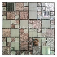 Foshan argent Vintage mur décoratif miroir carreaux de verre brun brun or Antique bord biseauté verre peler et coller carrelage de mosaïque