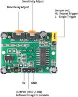 HC-SR501 Sensor Gerak PIR Modul Penginderaan Inframerah Manusia Miniatur DC 4.5-20V Waktu Tunda 5-18s Dapat Disesuaikan Kompatibel Raspberry