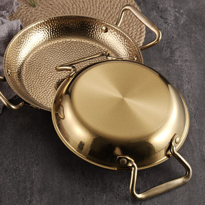 Poêle en acier inoxydable de style coréen Elephant, acier 201, double poignée, fond plat, casserole peu profonde, facile à nettoyer, usage commercial - Product Image 2