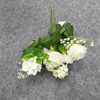10 Tangkai Bunga Buatan Realistis untuk Dekorasi Meja, Cherry Rosa Avalanche Hydrangea Lilac Cerah 45cm Ivory, Hadiah Hari Ibu