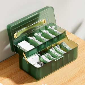 Cable <b>Storage</b> <b>Box</b> Rectangle Transparent Green Flip Top Desktop Organizer For Charging Cables Earphones Dustproof <b>Drawer</b> - Product Image 1
