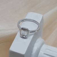 Bague en argent fin PST avec moissanite taille émeraude 3 carats, faite à la main, pour femme, tendance