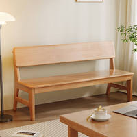 Banc moderne en bois massif de style nordique pour usage domestique ; Tabouret durable avec dossier au design simple pour chaise de salle à manger