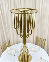 Centres de table de mariage, support à fleurs en métal doré, vase, décoration de fête, table