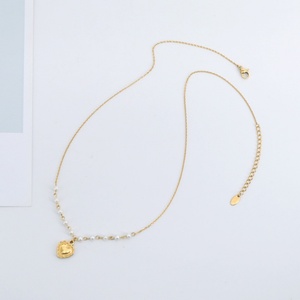 Collier pendentif cœur en acier inoxydable plaqué or 18 carats, avec perles PVD anti-ternissement, style tendance, vente en gros, nouveauté - Product Image 3