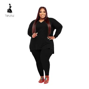 Yanzhui 2026 Nuevo Conjunto de Dos Piezas de Verano para <span class=keywords><strong>Mujer</strong></span>, Talla Grande, Color Sólido, Informal, Talla 5XL - Product Image 1