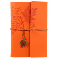Carnet A5 en PU imprimé, avec sangle, motif feuille d'érable créative, en cuir, à feuilles mobiles, planificateur de voyage, livre imprimé UV, vente en gros d'usine