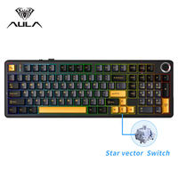 Clavier mécanique sans fil AULA F99 Pro avec bouton rotatif, clavier RGB à commutation à chaud, structure Gasket, claviers de jeu