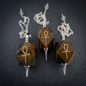 Péndulo de Cristal de Lapislázuli Natural con Símbolo Ankh, Herramienta de Adivinación y Radiestesia Reiki - Product Image 4