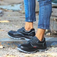 Sepatu Keselamatan Anti-Hantaman Anti-Air Berkualitas Tinggi dengan Pelindung Baja, Tahan Bahan Kimia, Isolasi, Hitam, Elegan, Trendi untuk Pekerjaan Konstruksi