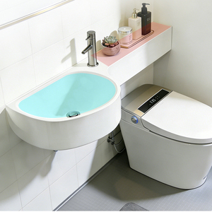 Lavabo Contemporaneo in Composito SMC <span class=keywords><strong>Salvaspazio</strong></span> Minimalista con Piano d'Appoggio Laterale - Product Image 6