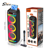 SING-E ZQS8316 Altavoz Karaoke Estéreo Triple de 8 Pulgadas con 2 Micrófonos, Luz RGB, Bajos HIFI, Inalámbrico, para Exteriores, Computadora, Teléfono Móvil