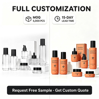Nouvel ensemble de flacons pulvérisateurs ronds à épaules plates pour soins de la peau, ensemble d'emballages de crème corporelle orange mat, flacons et pots cosmétiques en verre