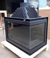 Cheminée à bois encastrée d'angle sur mesure Bestfire |   Poêle à bois en fonte autoportante pour salon et cuisine