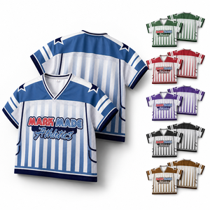 Maillot de football américain unisexe personnalisé, haute qualité, respirant, imprimé, coupe oversize, en polyester, avec transferts thermiques, style rétro, été - Product Image 1