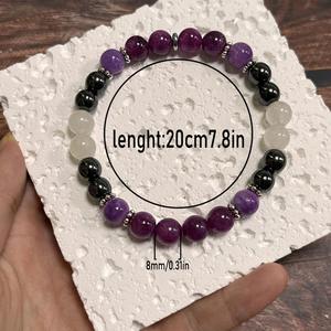 Pulsera de Piedra Natural con Cuentas de Vidrio Coloridas, Estilo Viral Profesional para Redes Sociales, Apoyo a Lotes Mixtos para el Chakra de la Garganta - Product Image 5