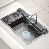 5MM Rectangulaire 304 Bol Undermount Tablier En Acier Inoxydable Ferme À La Main Smart Cascade Multifonction Évier De Cuisine
