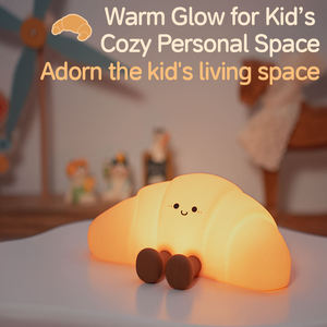 Creative Croissant-Shaped Small Silicone Night Light Tap Control Bedroom & Desktop Atmosphere Decoration <b>Lamp</b> - Product Image 4