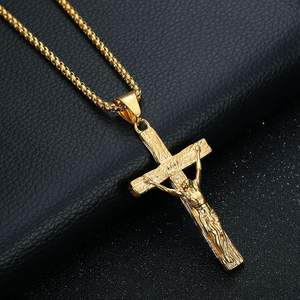 Hip Hop Religious <b>Cross</b> Jesus Luxury Pvd 316 Stainless Steel Jewelry Pendant <b>Necklace</b> Gold Plated 2025 for Women <b>Men</b> Wholesale - Product Image 2