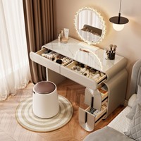 Coiffeuse noire de luxe avec miroir et tiroirs pour femme, idéale pour petit appartement, à prix abordable