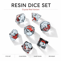 Jeu de dés DND en résine transparente Elf Ball rouge et blanc, 7 pièces, dés polyédriques à bords vifs, pour jeux de rôle sur table Dungeons & Dragons